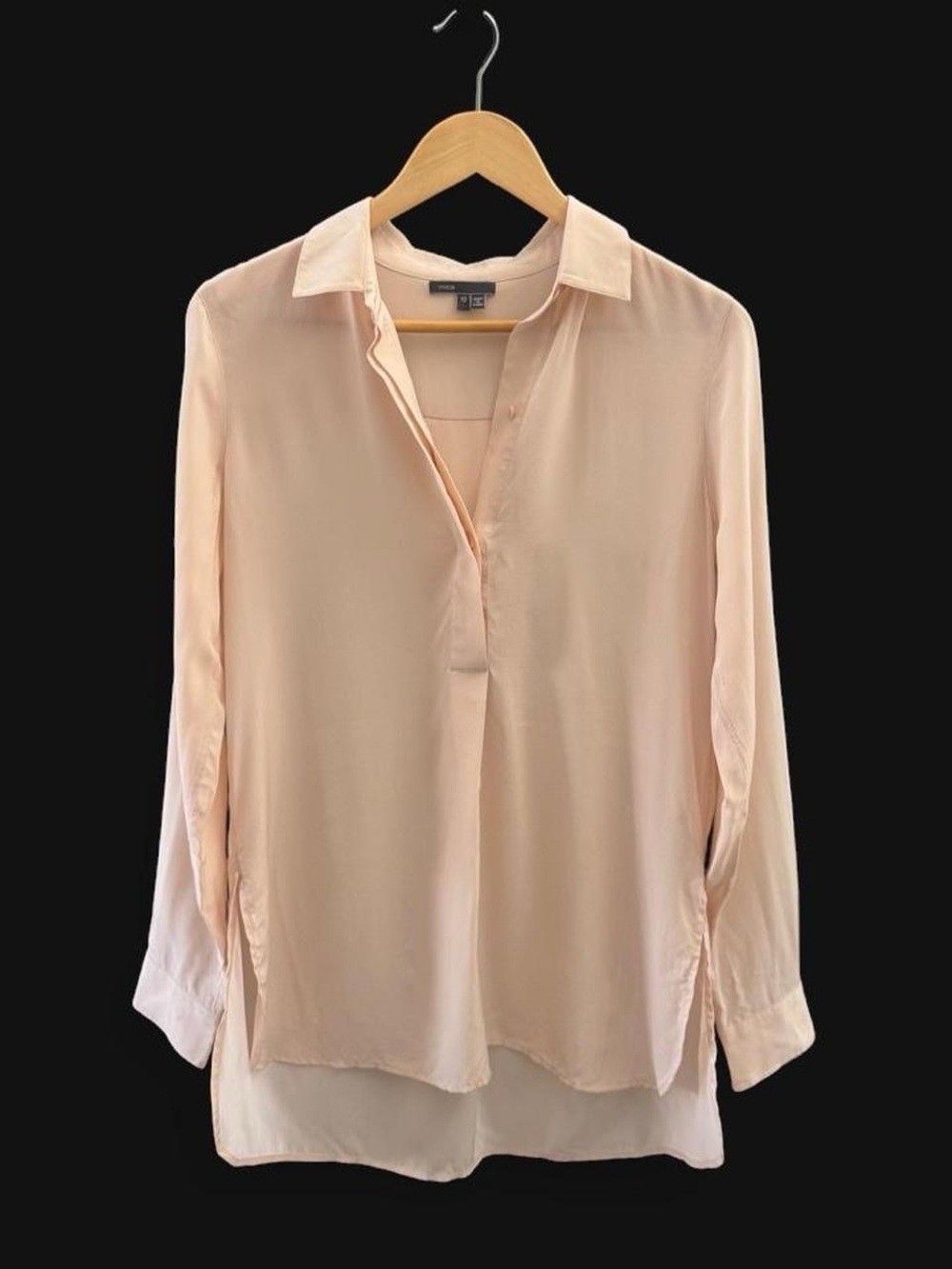 Vince 100% silk soft peach pink tunic blouse